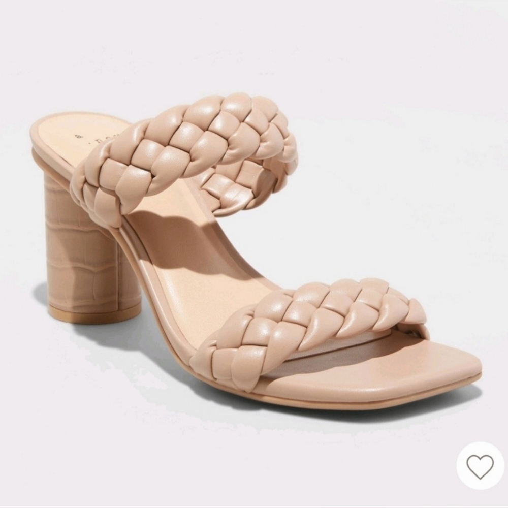 NWT Women's A New Day Basil Mule Heels, Beige, Size 7